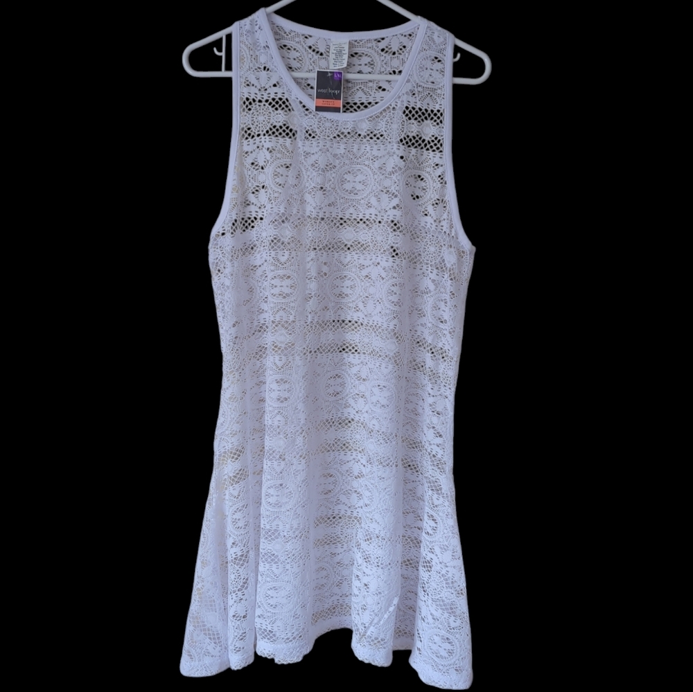 NWT West Loop Lace Sleeveless Cover-Up L/XL White